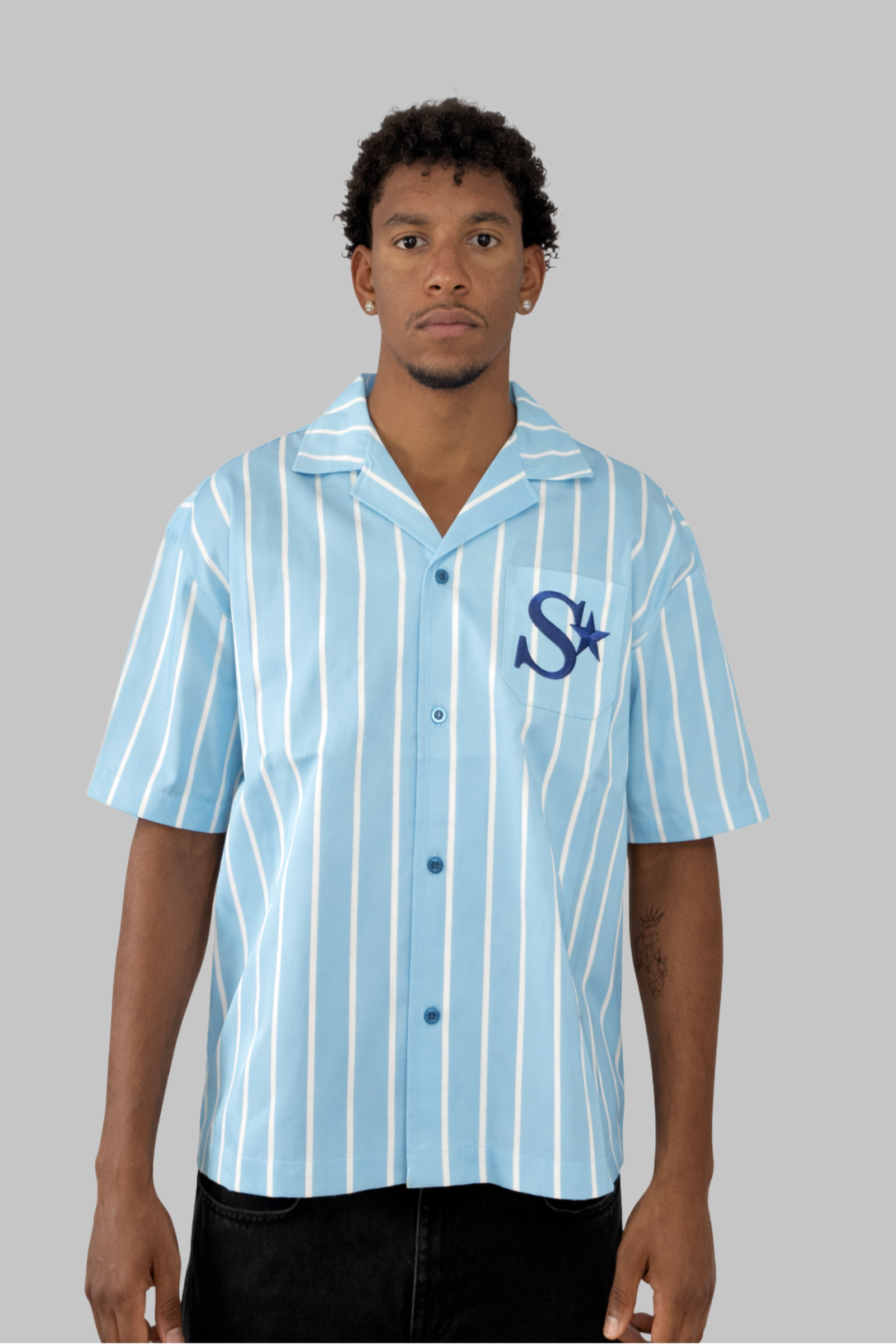 Skillstar Striped College Shirt - Sky Blue