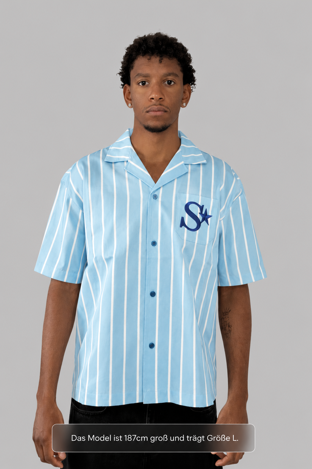 Skillstar Striped College Shirt - Sky Blue